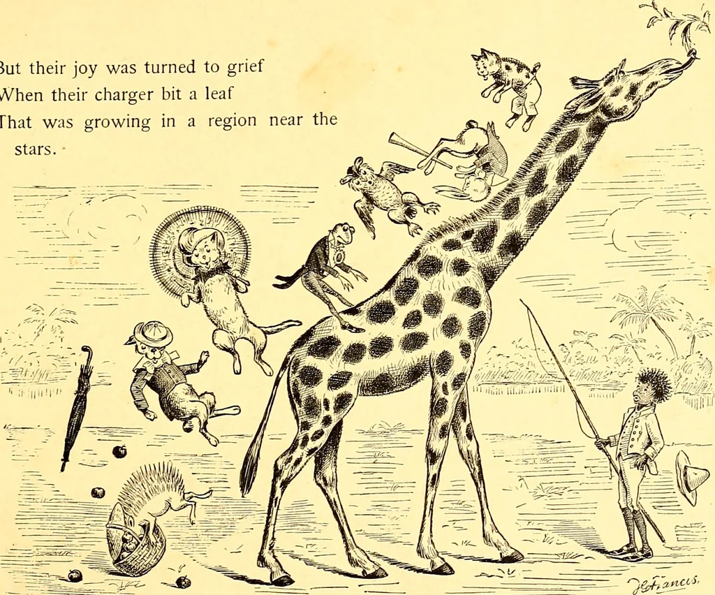 An illustration from [A book of cheerful cats and other animated animals, 1892, leaf 4
