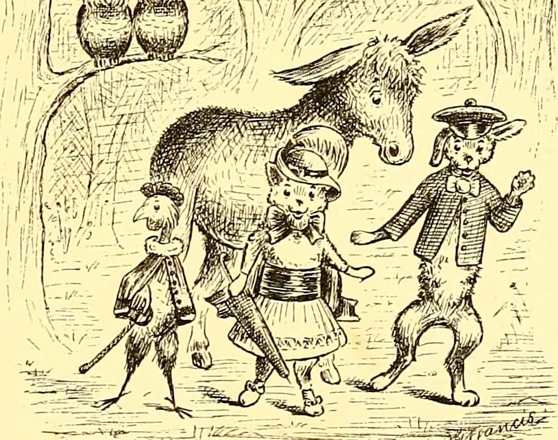 An illustration from [A book of cheerful cats and other animated animals, 1892, leaf 40