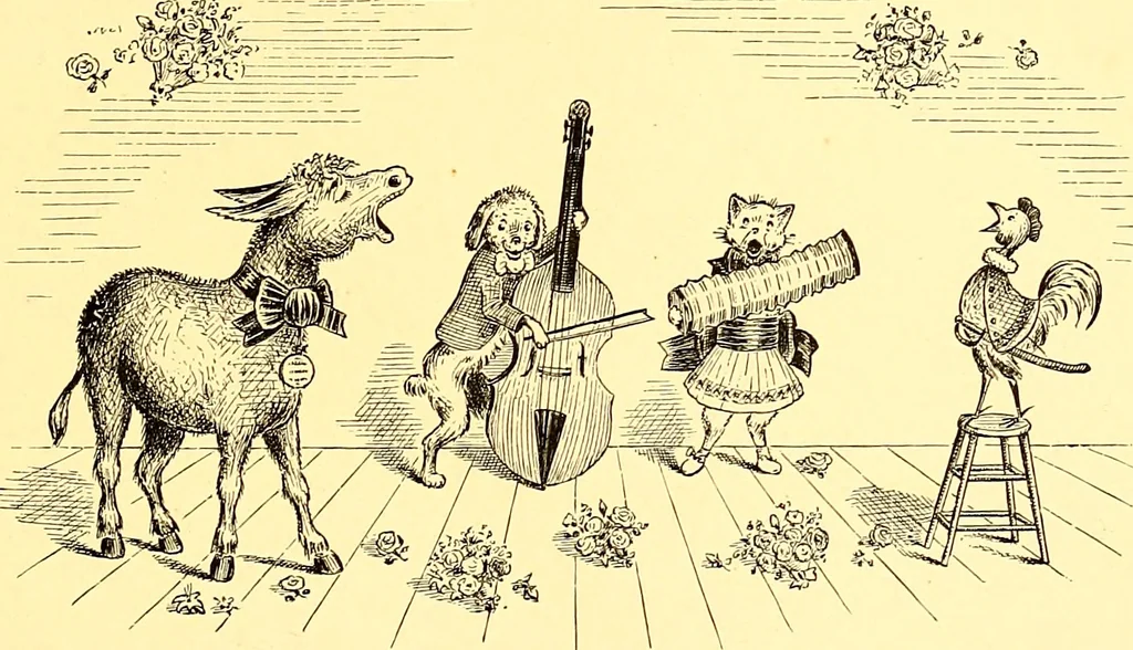 An illustration from [A book of cheerful cats and other animated animals, 1892, leaf 46