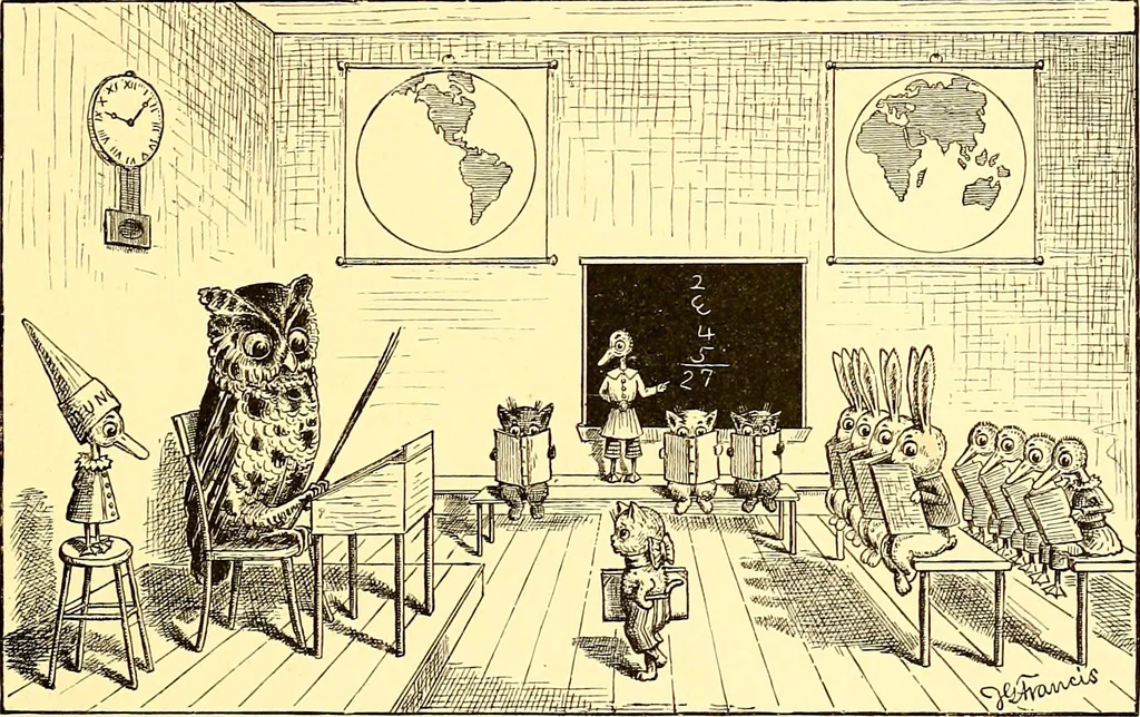 An illustration from [A book of cheerful cats and other animated animals, 1892, leaf 48
