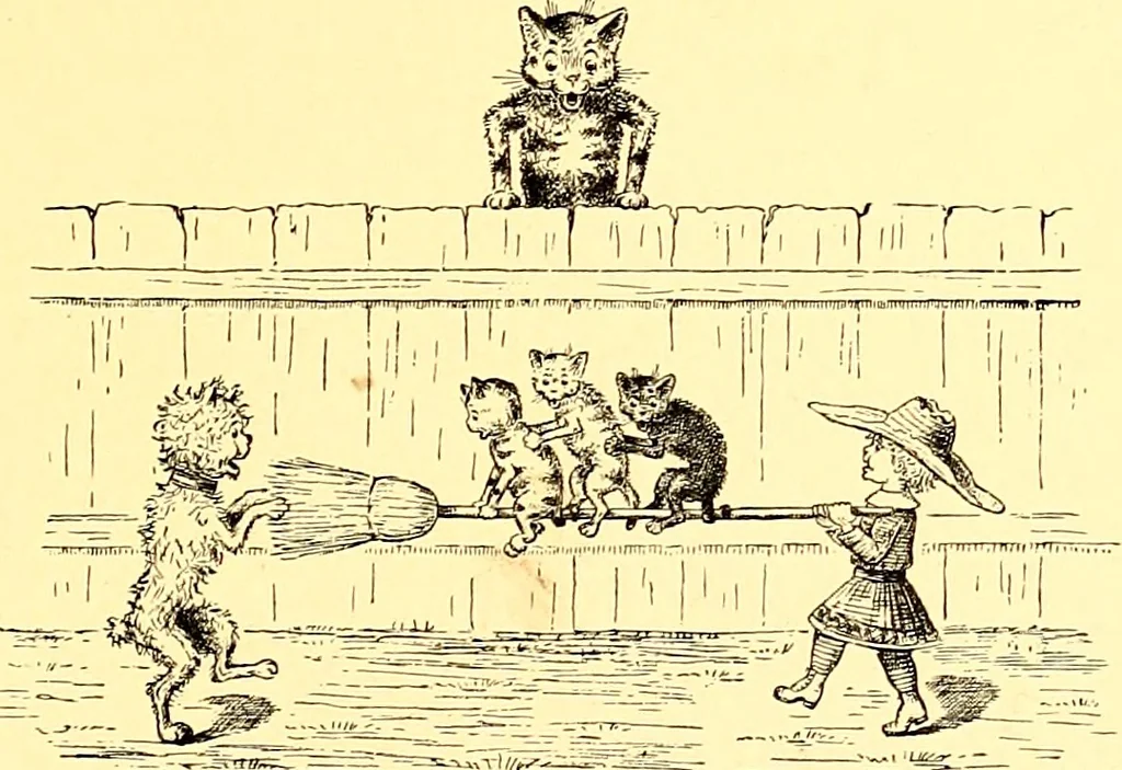 An illustration from [A book of cheerful cats and other animated animals, 1892, leaf 50