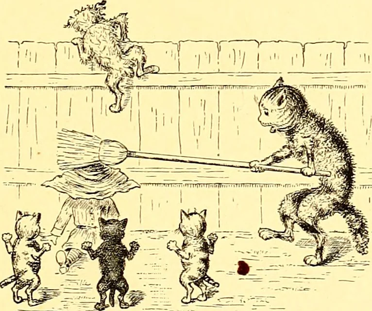 An illustration from [A book of cheerful cats and other animated animals, 1892, leaf 52
