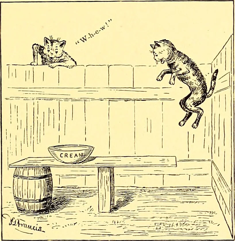 An illustration from [A book of cheerful cats and other animated animals, 1892, leaf 58