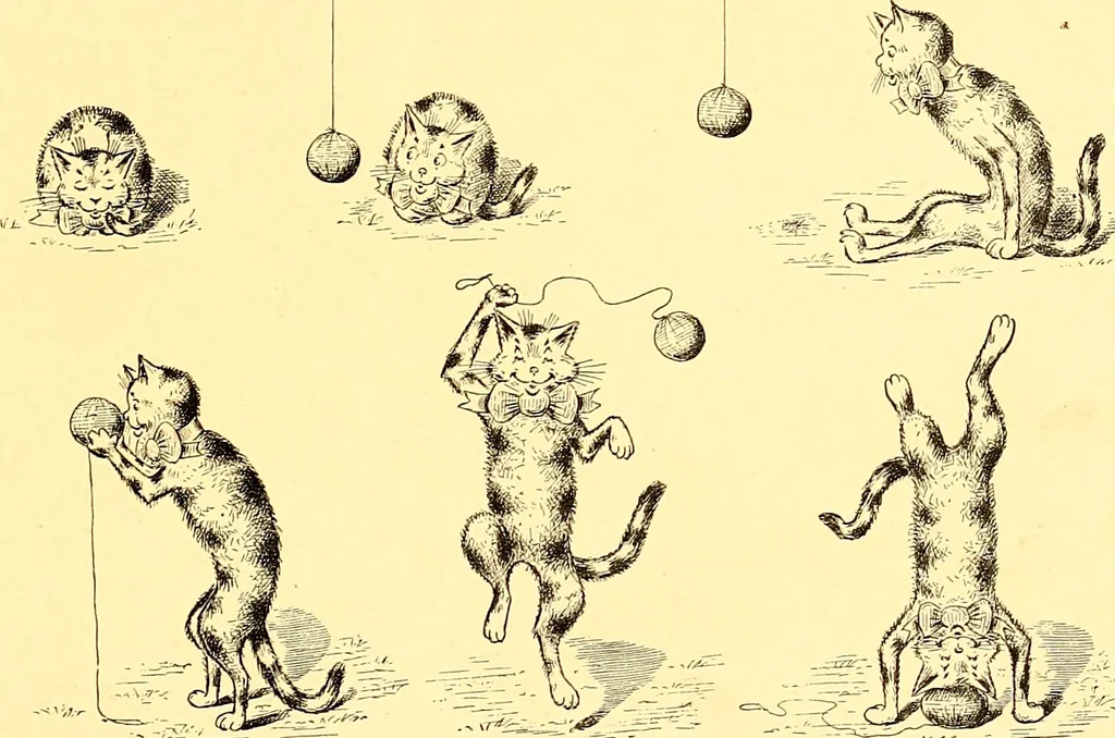 An illustration from [A book of cheerful cats and other animated animals, 1892, leaf 60