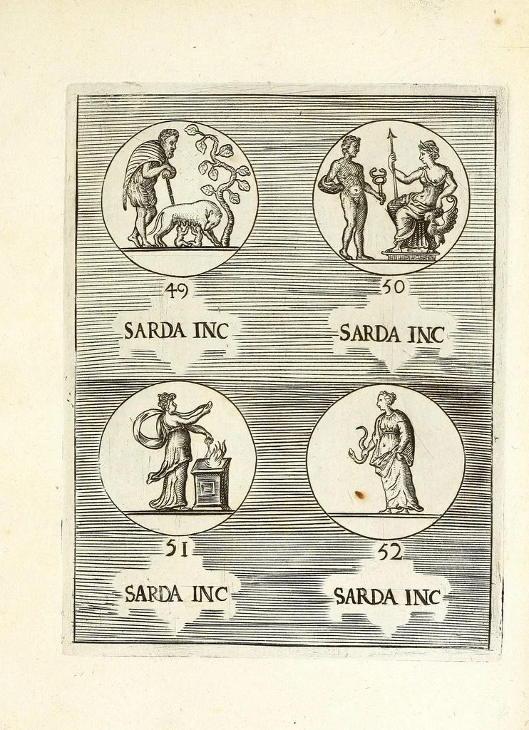 An illustration from Abrahami Gorlaei Antverpiani Dactyliotheca, seu, Annulorum sigillarium quorum apud priscos tam Graecos quam Romanos usus e ferro, aere, argento & auro promptvarivm : accesserunt variarum gemmarvm quibus antiquitas in sigillando uti solita scalptvrae, 1601, leaf 277