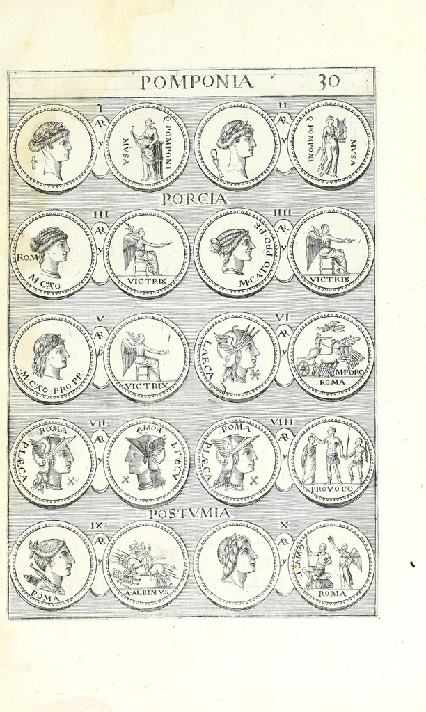 An illustration from Abrahami Gorlaei Antverpiani thesaurus numismatum Romanorum aureorum, argenteorum, aereorum ad familias eius urbis spectantium usque ad obitum Augusti : accessere eiusdem paralipomena seu typi numorum Romanorum quos a Fulvio Ursino partim non editos omnino partim non ita editos idem possidet, 1609, leaf 169
