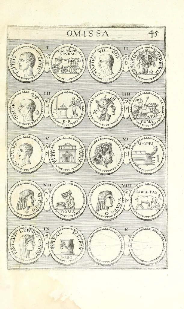 An illustration from Abrahami Gorlaei Antverpiani thesaurus numismatum Romanorum aureorum, argenteorum, aereorum ad familias eius urbis spectantium usque ad obitum Augusti : accessere eiusdem paralipomena seu typi numorum Romanorum quos a Fulvio Ursino partim non editos omnino partim non ita editos idem possidet, 1609, leaf 199