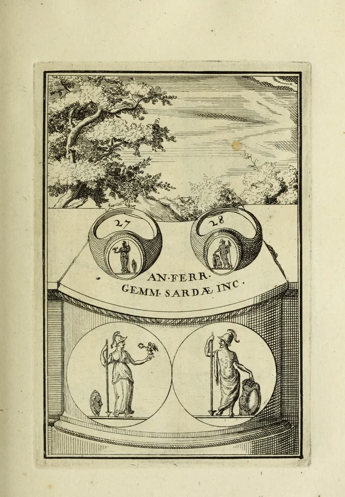 An illustration from Abrahami Gorlaei antverpiani Dactyliothecae, seu, Annulorum sigillarium quorum apud priscos tam Graecos quam Romanos usus, ex ferro, aere, argento & auro promptuarii pars prima[-secunda] : collectis aliunde & ineditis & editis annulorum figuris auctior, 1695, leaf 114