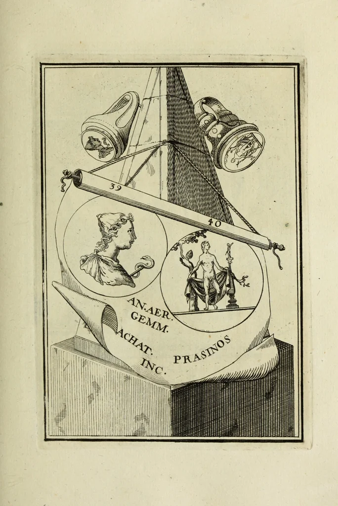An illustration from Abrahami Gorlaei antverpiani Dactyliothecae, seu, Annulorum sigillarium quorum apud priscos tam Graecos quam Romanos usus, ex ferro, aere, argento & auro promptuarii pars prima[-secunda] : collectis aliunde & ineditis & editis annulorum figuris auctior, 1695, leaf 126