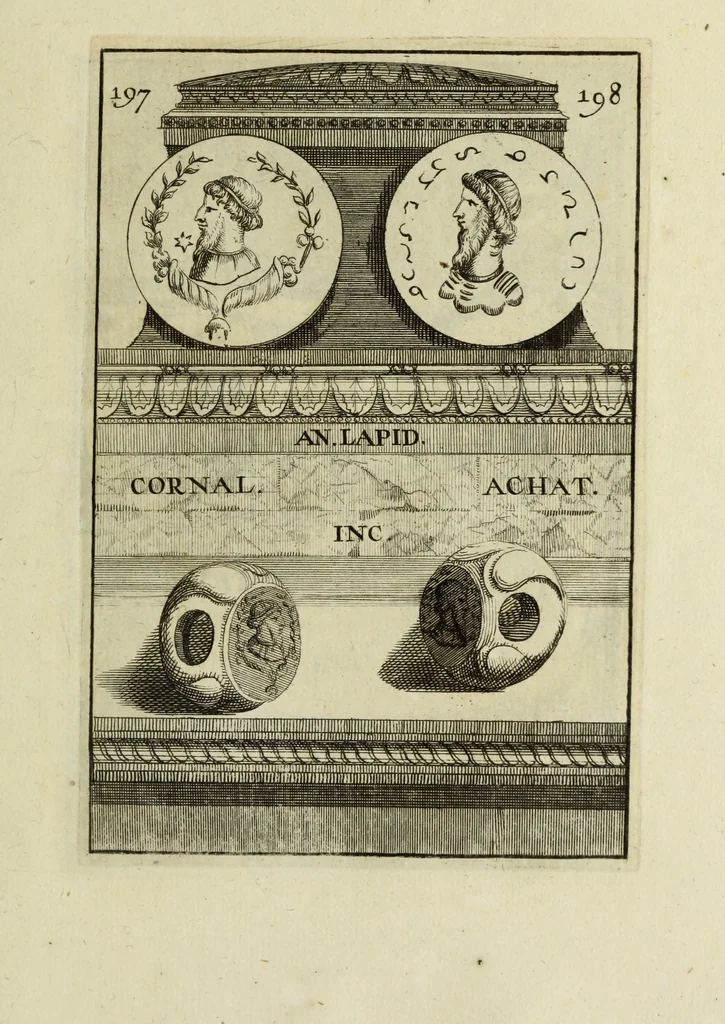 An illustration from Abrahami Gorlaei antverpiani Dactyliothecae, seu, Annulorum sigillarium quorum apud priscos tam Graecos quam Romanos usus, ex ferro, aere, argento & auro promptuarii pars prima[-secunda] : collectis aliunde & ineditis & editis annulorum figuris auctior, 1695, leaf 290