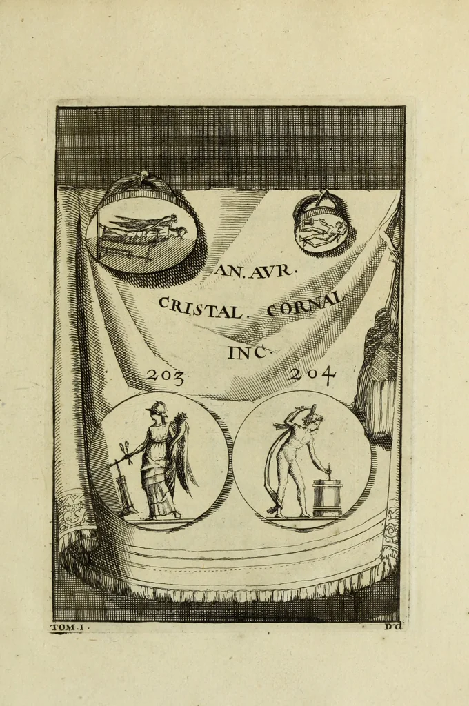An illustration from Abrahami Gorlaei antverpiani Dactyliothecae, seu, Annulorum sigillarium quorum apud priscos tam Graecos quam Romanos usus, ex ferro, aere, argento & auro promptuarii pars prima[-secunda] : collectis aliunde & ineditis & editis annulorum figuris auctior, 1695, leaf 296