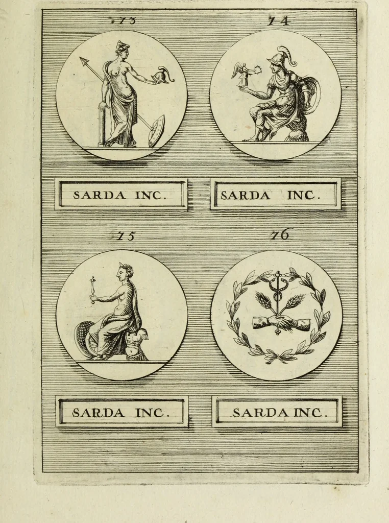 An illustration from Abrahami Gorlaei antverpiani Dactyliothecae, seu, Annulorum sigillarium quorum apud priscos tam Graecos quam Romanos usus, ex ferro, aere, argento & auro promptuarii pars prima[-secunda] : collectis aliunde & ineditis & editis annulorum figuris auctior, 1695, leaf 104