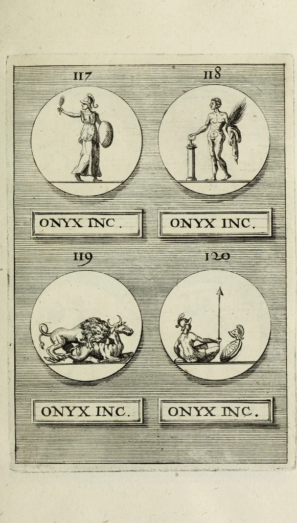 An illustration from Abrahami Gorlaei antverpiani Dactyliothecae, seu, Annulorum sigillarium quorum apud priscos tam Graecos quam Romanos usus, ex ferro, aere, argento & auro promptuarii pars prima[-secunda] : collectis aliunde & ineditis & editis annulorum figuris auctior, 1695, leaf 126