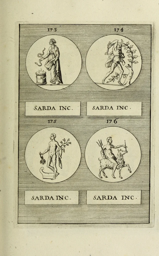 An illustration from Abrahami Gorlaei antverpiani Dactyliothecae, seu, Annulorum sigillarium quorum apud priscos tam Graecos quam Romanos usus, ex ferro, aere, argento & auro promptuarii pars prima[-secunda] : collectis aliunde & ineditis & editis annulorum figuris auctior, 1695, leaf 154