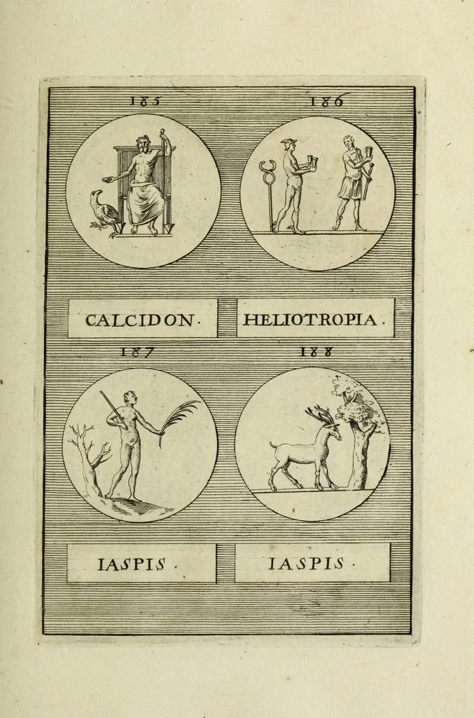 An illustration from Abrahami Gorlaei antverpiani Dactyliothecae, seu, Annulorum sigillarium quorum apud priscos tam Graecos quam Romanos usus, ex ferro, aere, argento & auro promptuarii pars prima[-secunda] : collectis aliunde & ineditis & editis annulorum figuris auctior, 1695, leaf 160