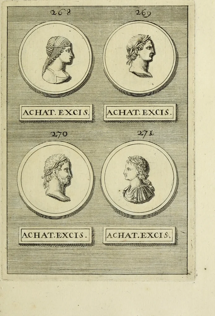 An illustration from Abrahami Gorlaei antverpiani Dactyliothecae, seu, Annulorum sigillarium quorum apud priscos tam Graecos quam Romanos usus, ex ferro, aere, argento & auro promptuarii pars prima[-secunda] : collectis aliunde & ineditis & editis annulorum figuris auctior, 1695, leaf 206