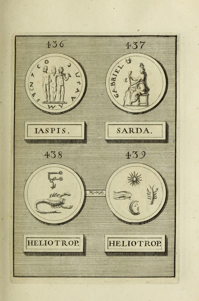 An illustration from Abrahami Gorlaei antverpiani Dactyliothecae, seu, Annulorum sigillarium quorum apud priscos tam Graecos quam Romanos usus, ex ferro, aere, argento & auro promptuarii pars prima[-secunda] : collectis aliunde & ineditis & editis annulorum figuris auctior, 1695, leaf 290