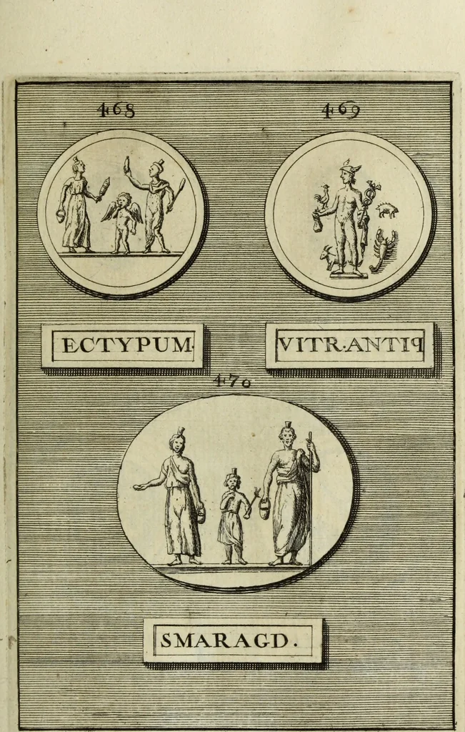 An illustration from Abrahami Gorlaei antverpiani Dactyliothecae, seu, Annulorum sigillarium quorum apud priscos tam Graecos quam Romanos usus, ex ferro, aere, argento & auro promptuarii pars prima[-secunda] : collectis aliunde & ineditis & editis annulorum figuris auctior, 1695, leaf 306