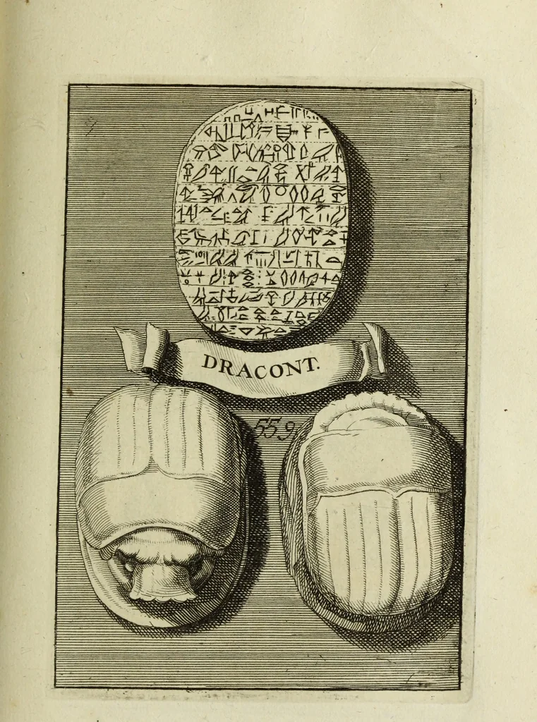 An illustration from Abrahami Gorlaei antverpiani Dactyliothecae, seu, Annulorum sigillarium quorum apud priscos tam Graecos quam Romanos usus, ex ferro, aere, argento & auro promptuarii pars prima[-secunda] : collectis aliunde & ineditis & editis annulorum figuris auctior, 1695, leaf 354