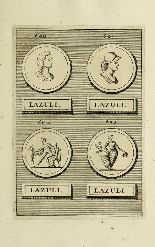 An illustration from Abrahami Gorlaei antverpiani Dactyliothecae, seu, Annulorum sigillarium quorum apud priscos tam Graecos quam Romanos usus, ex ferro, aere, argento & auro promptuarii pars prima[-secunda] : collectis aliunde & ineditis & editis annulorum figuris auctior, 1695, leaf 376