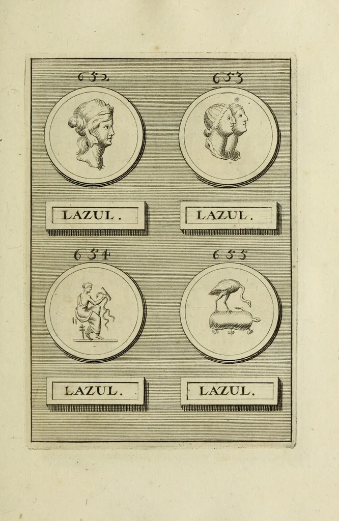 An illustration from Abrahami Gorlaei antverpiani Dactyliothecae, seu, Annulorum sigillarium quorum apud priscos tam Graecos quam Romanos usus, ex ferro, aere, argento & auro promptuarii pars prima[-secunda] : collectis aliunde & ineditis & editis annulorum figuris auctior, 1695, leaf 402