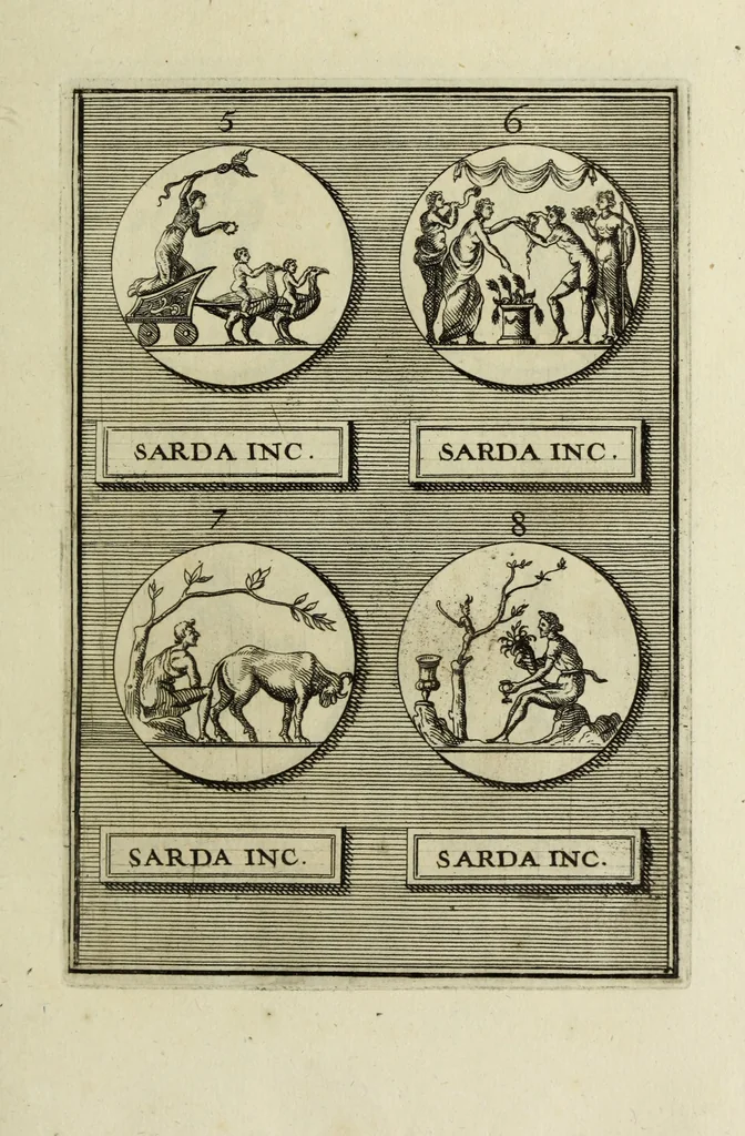 An illustration from Abrahami Gorlaei antverpiani Dactyliothecae, seu, Annulorum sigillarium quorum apud priscos tam Graecos quam Romanos usus, ex ferro, aere, argento & auro promptuarii pars prima[-secunda] : collectis aliunde & ineditis & editis annulorum figuris auctior, 1695, leaf 70