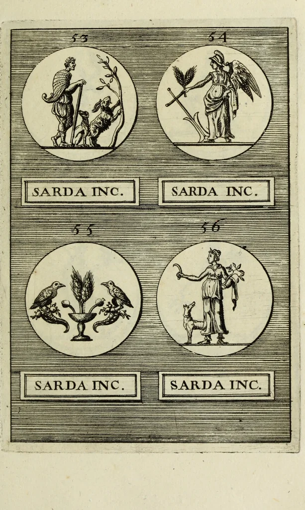 An illustration from Abrahami Gorlaei antverpiani Dactyliothecae, seu, Annulorum sigillarium quorum apud priscos tam Graecos quam Romanos usus, ex ferro, aere, argento & auro promptuarii pars prima[-secunda] : collectis aliunde & ineditis & editis annulorum figuris auctior, 1695, leaf 94