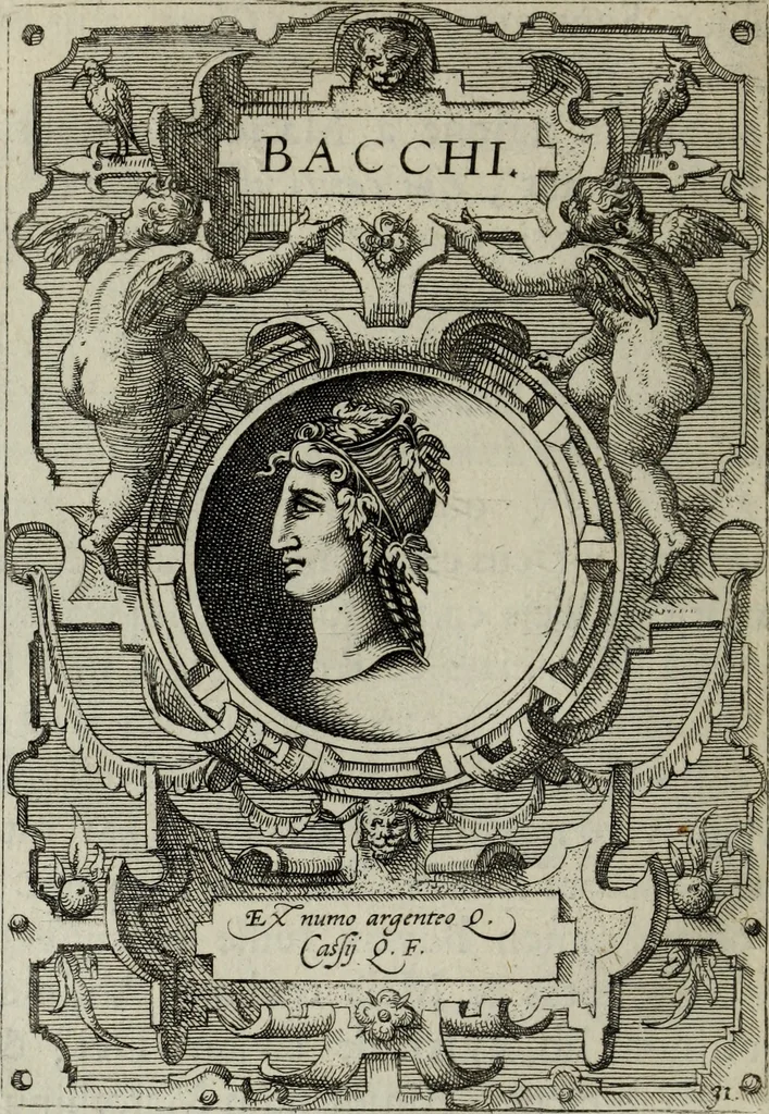 An illustration from Abrahami Ortelii, cosmographi et geographi regii, Deorum dearumque capita, ex antiquis numismatibus collecta, 1683, leaf 107