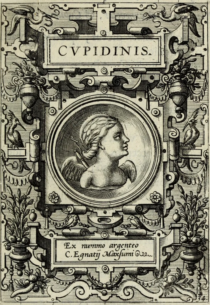 An illustration from Abrahami Ortelii, cosmographi et geographi regii, Deorum dearumque capita, ex antiquis numismatibus collecta, 1683, leaf 116