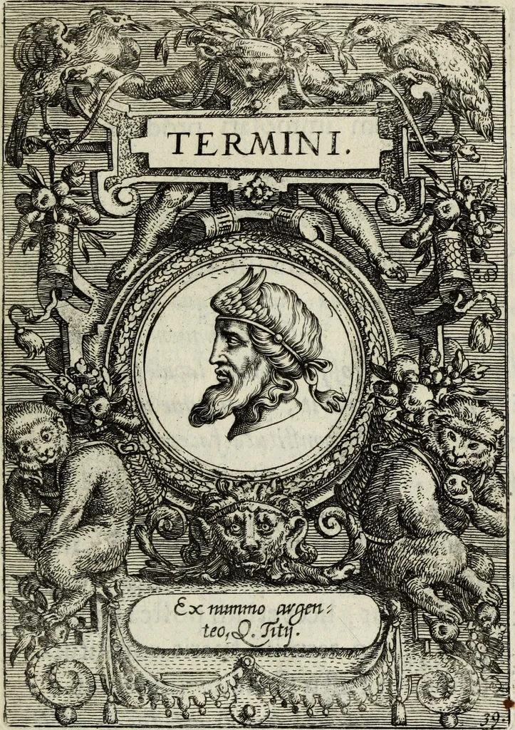 An illustration from Abrahami Ortelii, cosmographi et geographi regii, Deorum dearumque capita, ex antiquis numismatibus collecta, 1683, leaf 130