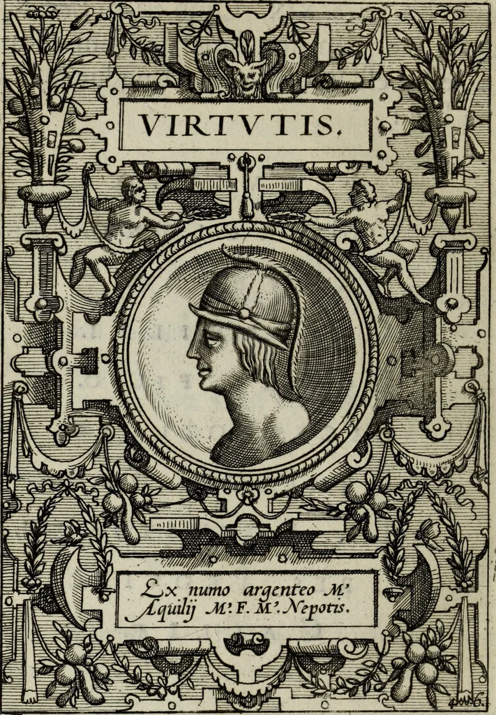 An illustration from Abrahami Ortelii, cosmographi et geographi regii, Deorum dearumque capita, ex antiquis numismatibus collecta, 1683, leaf 149