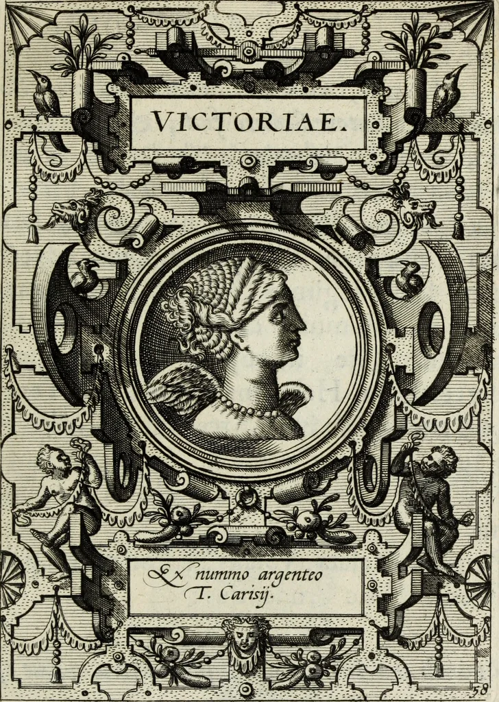 An illustration from Abrahami Ortelii, cosmographi et geographi regii, Deorum dearumque capita, ex antiquis numismatibus collecta, 1683, leaf 184