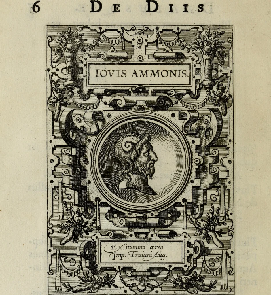 An illustration from Abrahami Ortelii, cosmographi et geographi regii, Deorum dearumque capita, ex antiquis numismatibus collecta, 1683, leaf 25