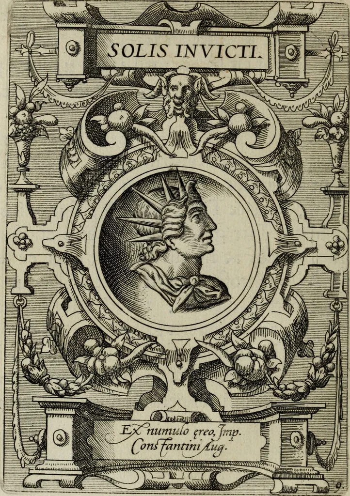 An illustration from Abrahami Ortelii, cosmographi et geographi regii, Deorum dearumque capita, ex antiquis numismatibus collecta, 1683, leaf 41