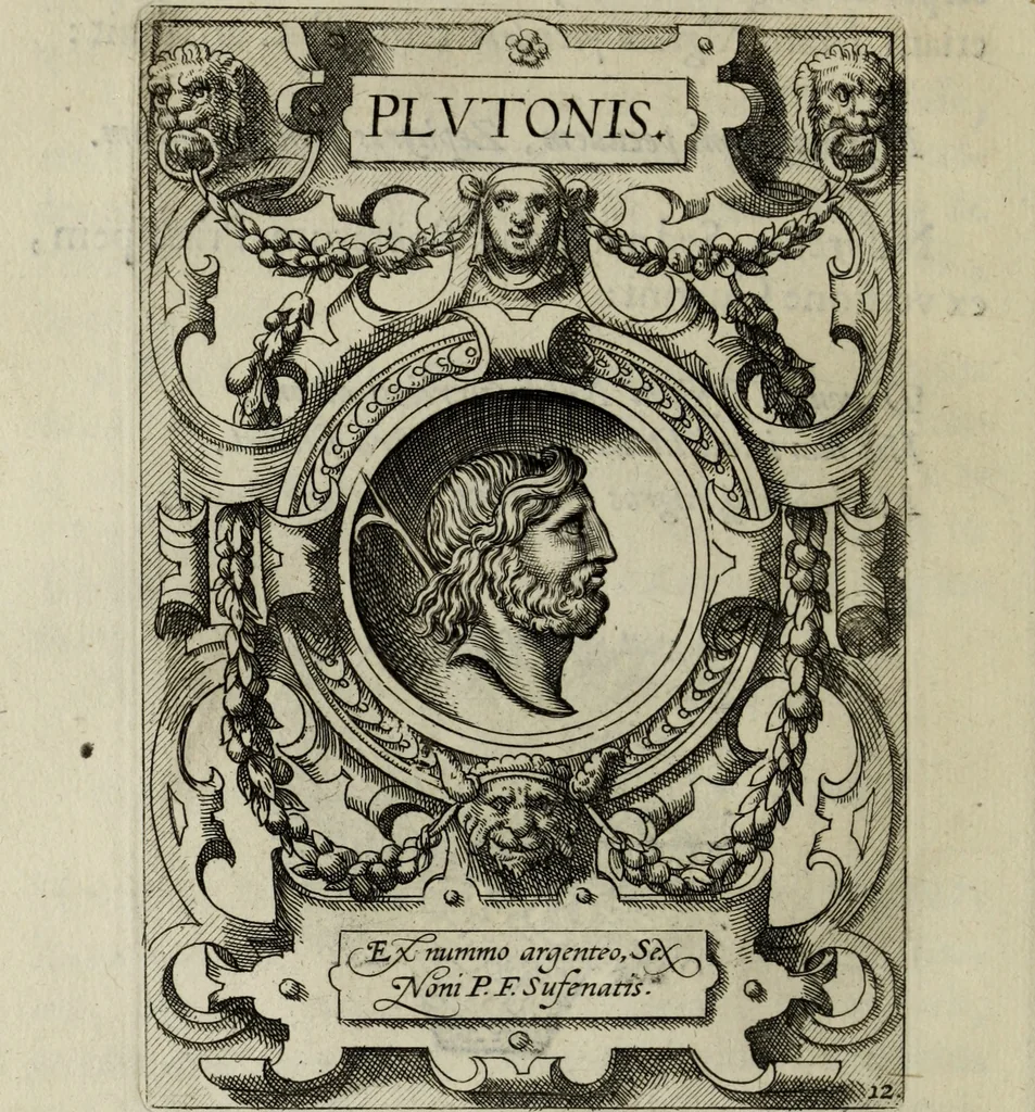 An illustration from Abrahami Ortelii, cosmographi et geographi regii, Deorum dearumque capita, ex antiquis numismatibus collecta, 1683, leaf 49