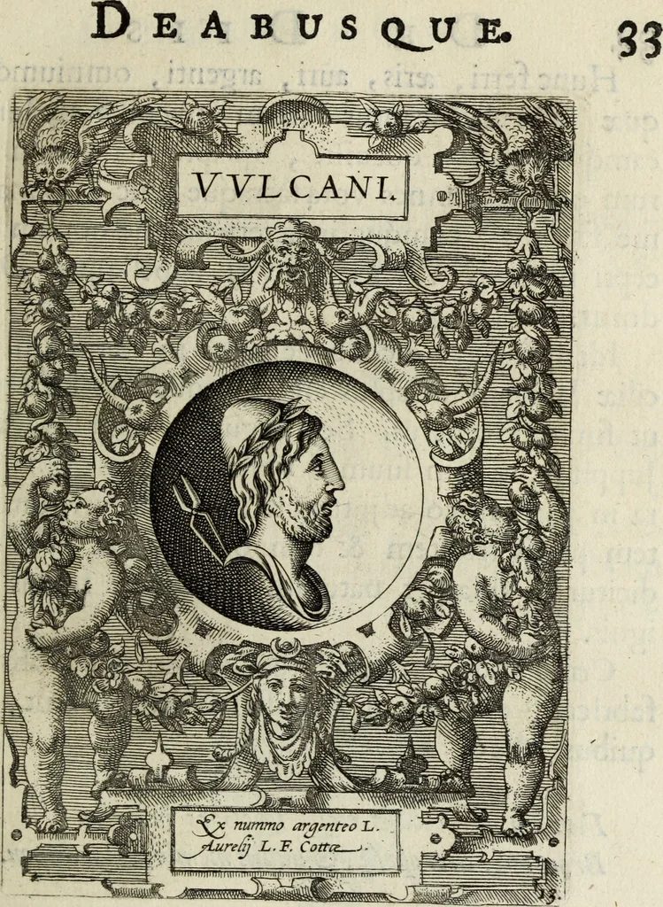 An illustration from Abrahami Ortelii, cosmographi et geographi regii, Deorum dearumque capita, ex antiquis numismatibus collecta, 1683, leaf 52