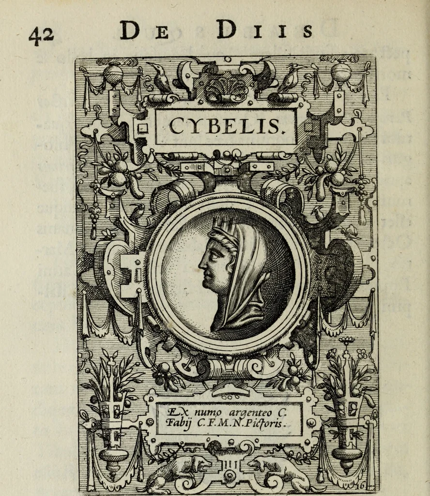 An illustration from Abrahami Ortelii, cosmographi et geographi regii, Deorum dearumque capita, ex antiquis numismatibus collecta, 1683, leaf 61