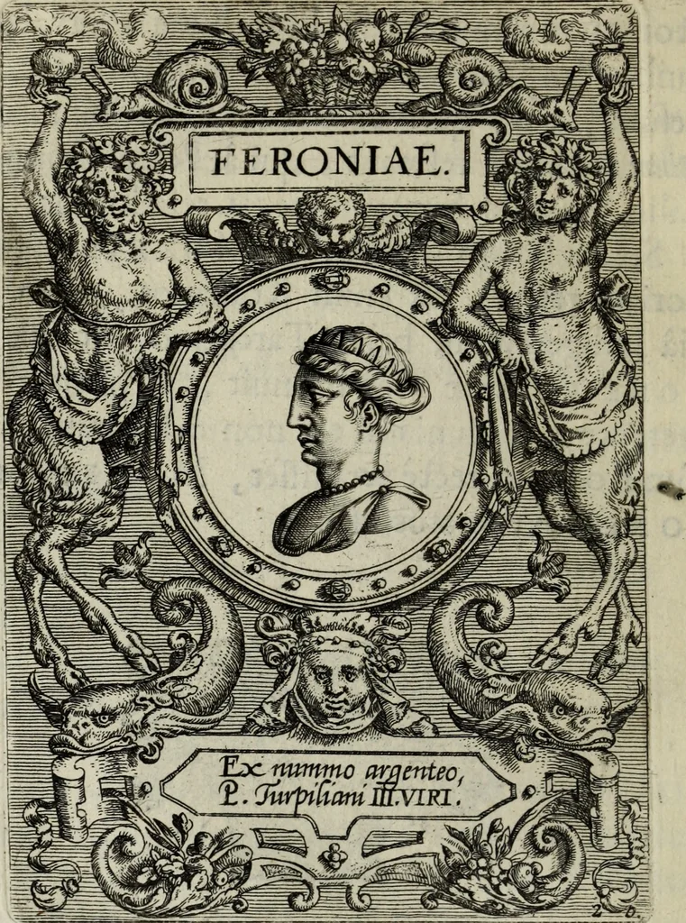An illustration from Abrahami Ortelii, cosmographi et geographi regii, Deorum dearumque capita, ex antiquis numismatibus collecta, 1683, leaf 73