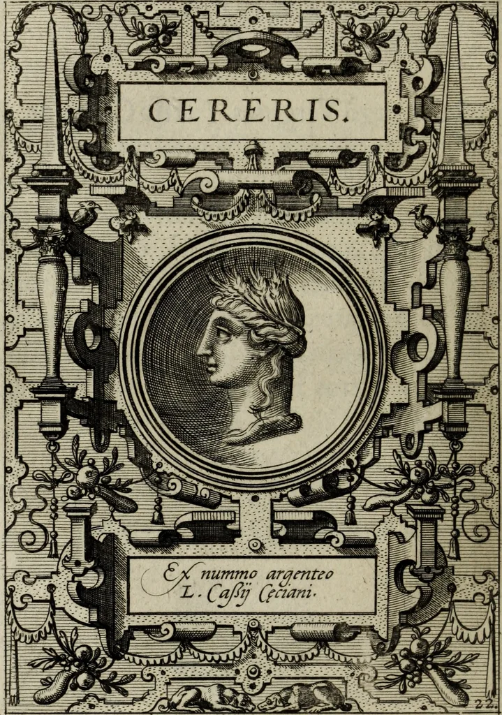 An illustration from Abrahami Ortelii, cosmographi et geographi regii, Deorum dearumque capita, ex antiquis numismatibus collecta, 1683, leaf 79