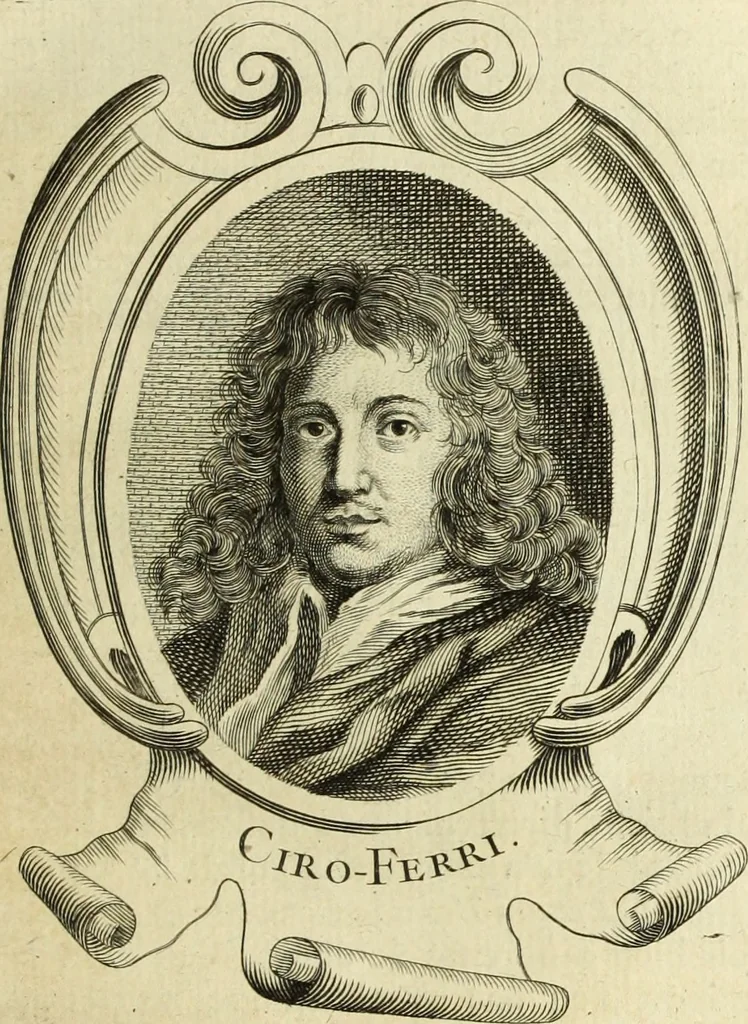 An illustration from Abregé de la vie des fameux peintres : avec leurs portraits gravés en taille-douce, les indications de leurs principaux ouvrages, quelques réflexions sur leurs caractéres, et la maniere de connoître les desseins des grands maîtres, 1745, leaf 110