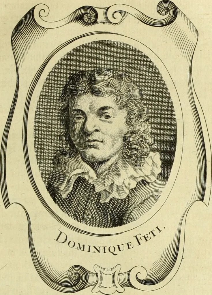 An illustration from Abregé de la vie des fameux peintres : avec leurs portraits gravés en taille-douce, les indications de leurs principaux ouvrages, quelques réflexions sur leurs caractéres, et la maniere de connoître les desseins des grands maîtres, 1745, leaf 94