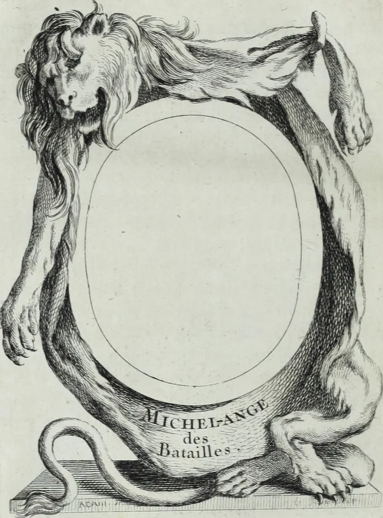 An illustration from Abregé de la vie des fameux peintres : avec leurs portraits gravés en taille-douce, les indications de leurs principaux ouvrages, quelques réflexions sur leurs caractéres, et la maniere de connoître les desseins des grands maîtres, 1745, leaf 97