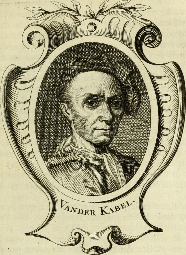 An illustration from Abregé de la vie des fameux peintres : avec leurs portraits gravés en taille-douce, les indications de leurs principaux ouvrages, quelques réflexions sur leurs caractéres, et la maniere de connoître les desseins des grands maîtres, 1745, leaf 110
