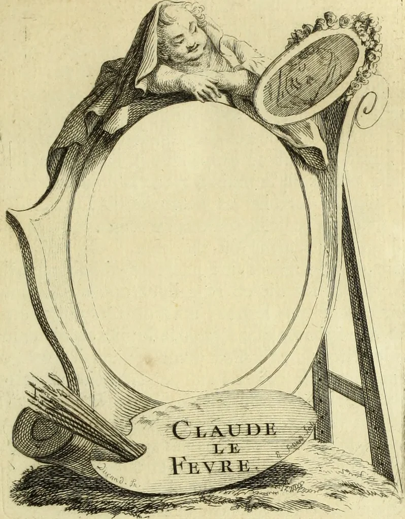 An illustration from Abregé de la vie des fameux peintres : avec leurs portraits gravés en taille-douce, les indications de leurs principaux ouvrages, quelques réflexions sur leurs caractéres, et la maniere de connoître les desseins des grands maîtres, 1745, leaf 344