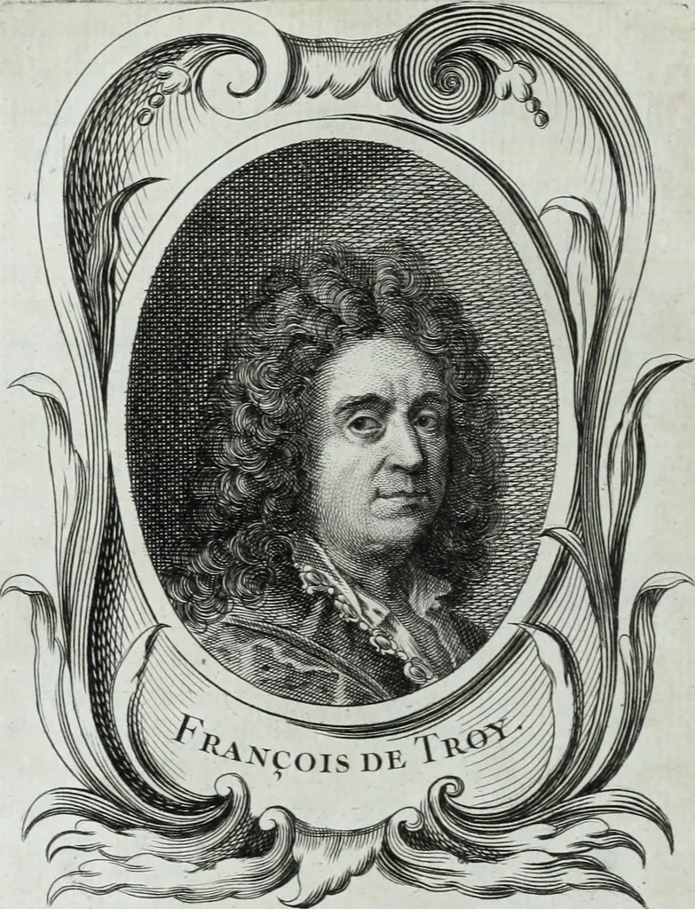 An illustration from Abregé de la vie des fameux peintres : avec leurs portraits gravés en taille-douce, les indications de leurs principaux ouvrages, quelques réflexions sur leurs caractéres, et la maniere de connoître les desseins des grands maîtres, 1745, leaf 373