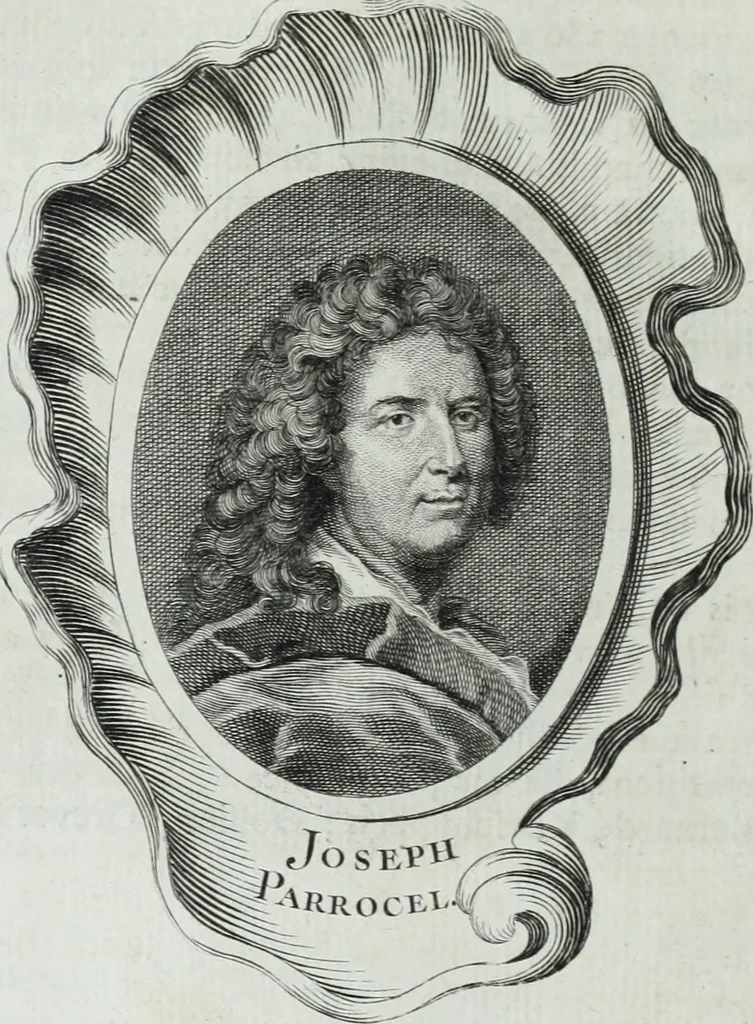 An illustration from Abregé de la vie des fameux peintres : avec leurs portraits gravés en taille-douce, les indications de leurs principaux ouvrages, quelques réflexions sur leurs caractéres, et la maniere de connoître les desseins des grands maîtres, 1745, leaf 377