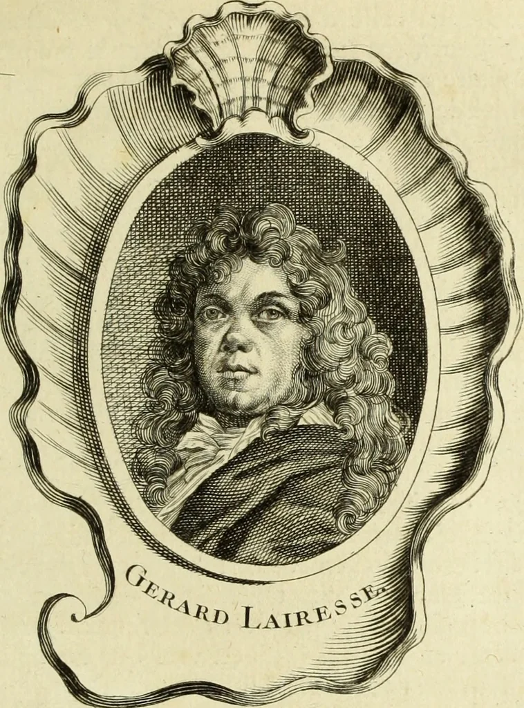 An illustration from Abregé de la vie des fameux peintres : avec leurs portraits gravés en taille-douce, les indications de leurs principaux ouvrages, quelques réflexions sur leurs caractéres, et la maniere de connoître les desseins des grands maîtres, 1745, leaf 56