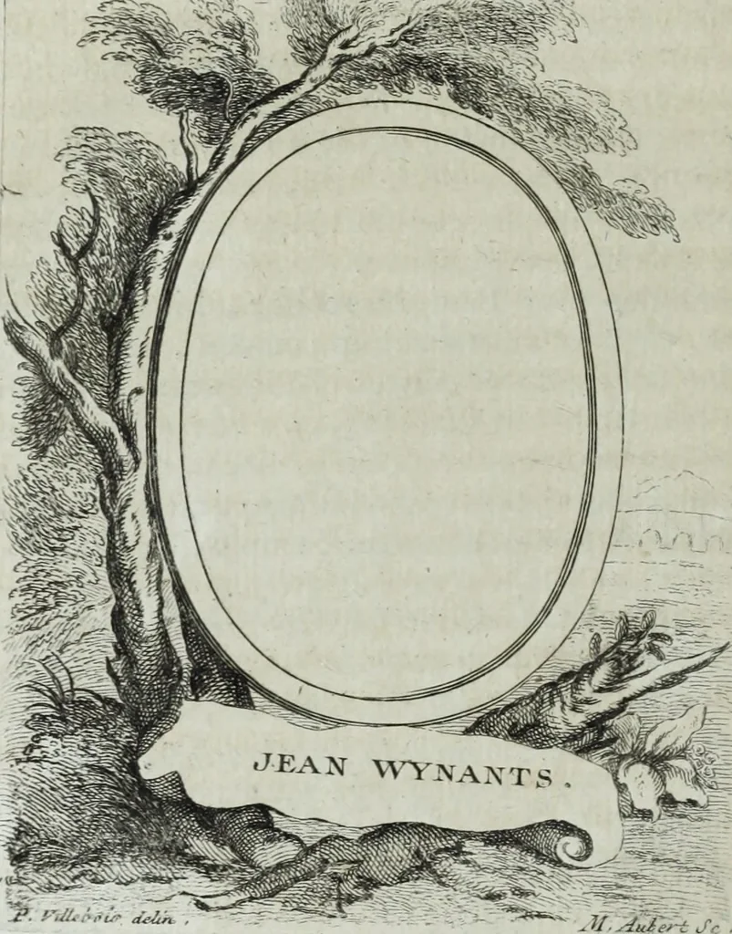 An illustration from Abregé de la vie des fameux peintres : avec leurs portraits gravés en taille-douce, les indications de leurs principaux ouvrages, quelques réflexions sur leurs caractéres, et la maniere de connoître les desseins des grands maîtres, 1745, leaf 129