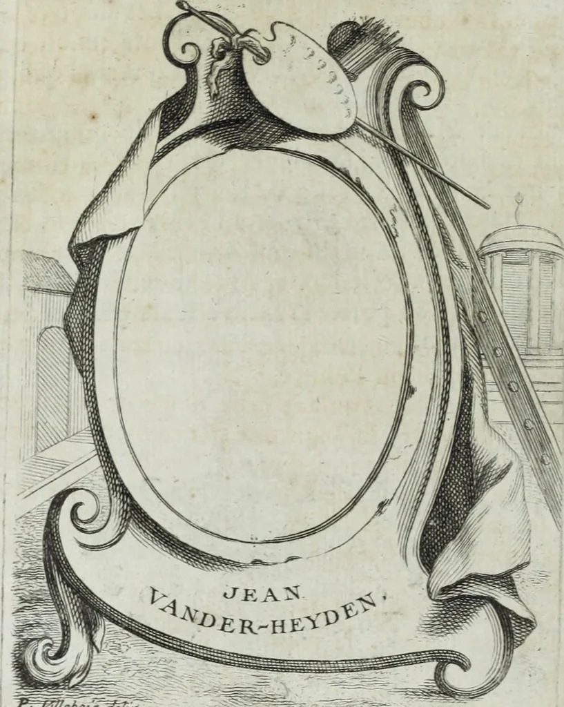 An illustration from Abregé de la vie des fameux peintres : avec leurs portraits gravés en taille-douce, les indications de leurs principaux ouvrages, quelques réflexions sur leurs caractéres, et la maniere de connoître les desseins des grands maîtres, 1745, leaf 167