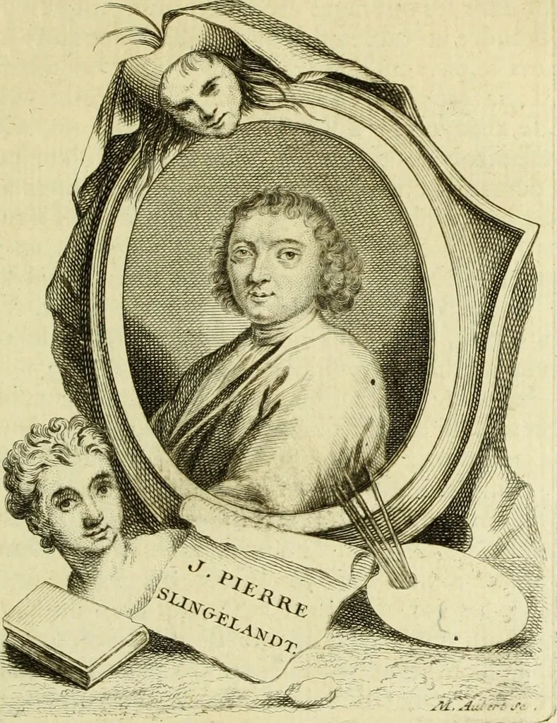 An illustration from Abregé de la vie des fameux peintres : avec leurs portraits gravés en taille-douce, les indications de leurs principaux ouvrages, quelques réflexions sur leurs caractéres, et la maniere de connoître les desseins des grands maîtres, 1745, leaf 170